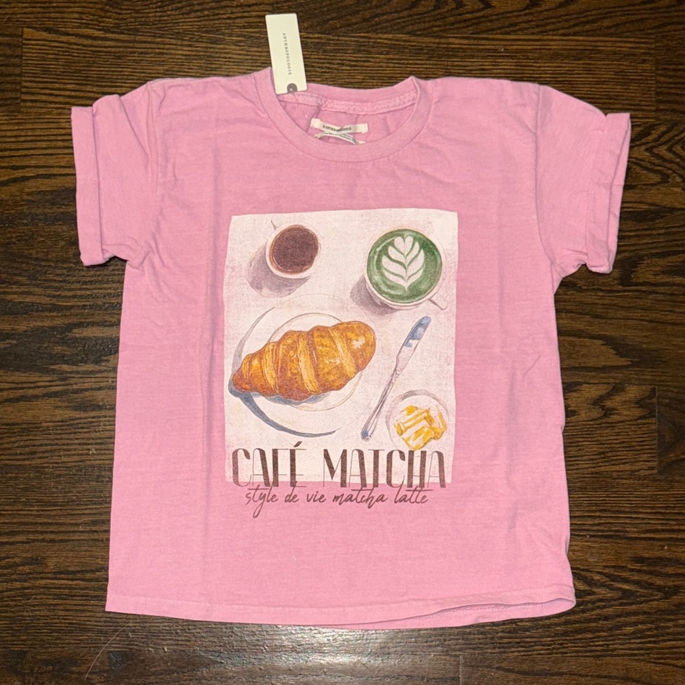 Anthropologie Pink Café Matcha Tee